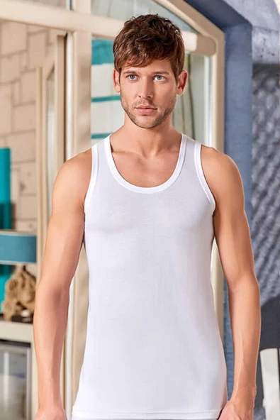 Berrak Erkek Yazlık Modal Atlet 1035 / 1043 - 6 Adet  Beyaz 2XL