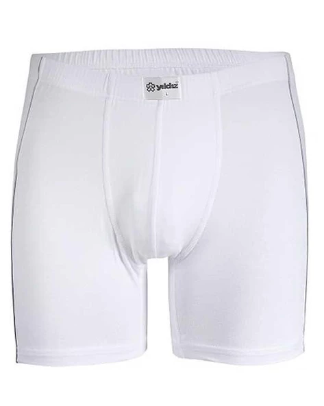 3'Lü YILDIZ 105-106-107-108 Erkek Modal Biyeli Boxer  Beyaz M