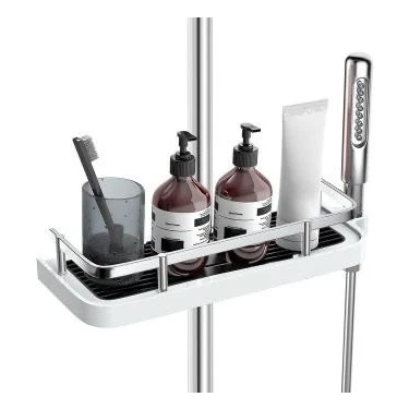 WUVERA Robot ve Sürgülü Duş Seti Sabunluk Şampuanlık Liflik Lüx Kromajlı Banyo Organizer - 4