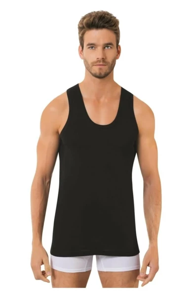 Anıt Erkek Modal Likralı İnce Askılı Atlet 1176 - 6 Adet   Siyah 2XL