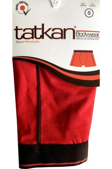 Tatkan Erkek Penye Biyeli Boxer - 6 Adet  M Kırmızı