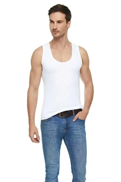 Tutku Elit Erkek Modal Likralı Askılı Atlet 1201 - 6 Adet  Beyaz 2XL