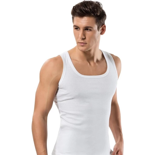 ERDEM 1128 KARE YAKA KAŞKORSE ERKEK ATLET  Beyaz 2XL