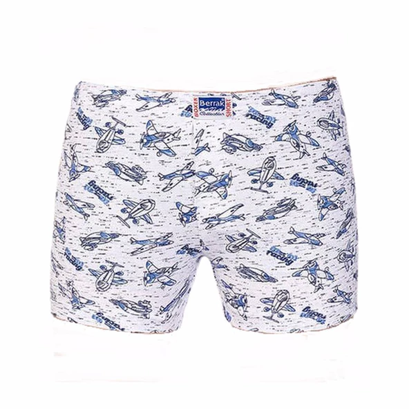 Berrak Erkek Çocuk Penye Desenli Boxer 6 Adet-1554  Karışık Renk 7 (10-11 Yaş)