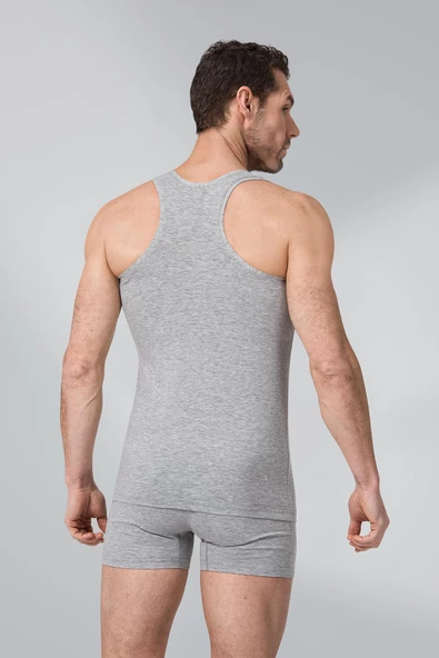 Namaldı Erkek Likralı Rambo Atlet 3'Lü Paket - 183  XL Gri - Resim 4