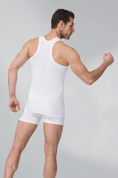 Namaldı Erkek Likralı Rambo Atlet 3'Lü Paket - 183  Beyaz XL - 2