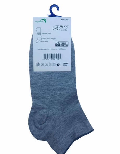 Emre Erkek Bambu Patik Çorap 095 - 12 Adet  Gri 40-44 - Resim 3