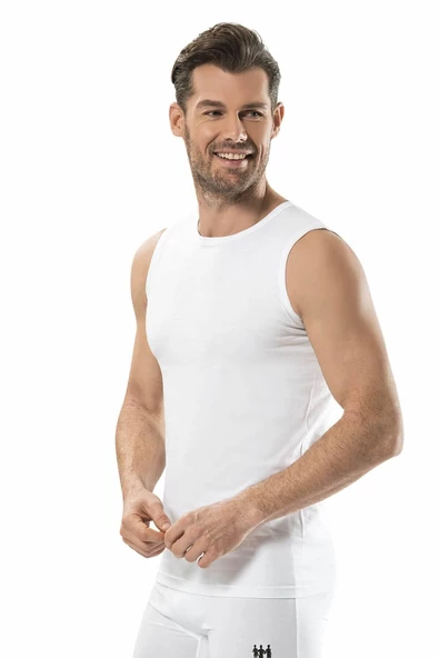 Jiber Erkek Sıfır Kol Fanila 3'lü Paket- 126  Beyaz L