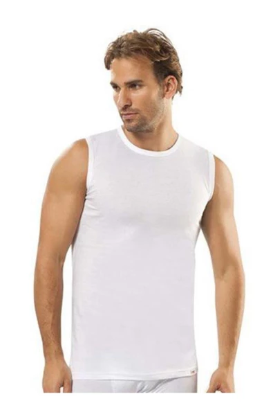 Jiber Erkek Sıfır Kol Fanila 3'lü Paket- 126  Beyaz M - Resim 2