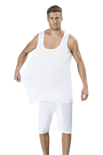 Jiber Erkek Büyük Beden Askılı Atlet 180 - 6 Adet  Beyaz 5XL - Resim 2