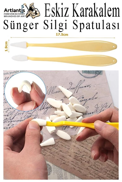 Sünger Silgi Spatulası 1 Paket Karakalem Eskiz Karıştırıcı Sünger Silici Spatula Eskiz Sileceği - 3