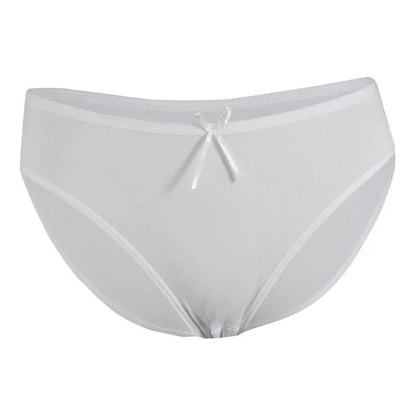 6 Adet Yıldız Kadın Likralı Bambu Bikini Külot  Beyaz L