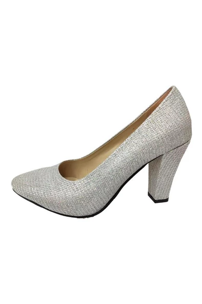 Gizem 366-21 Simli Kalın Topuk Stiletto Kadın Ayakkabı - 8