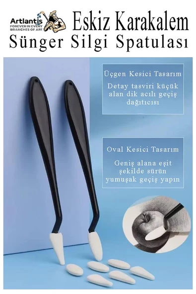 Sünger Silgi Spatulası 1 Paket Karakalem Eskiz Karıştırıcı Sünger Silici Spatula Eskiz Sileceği - 5
