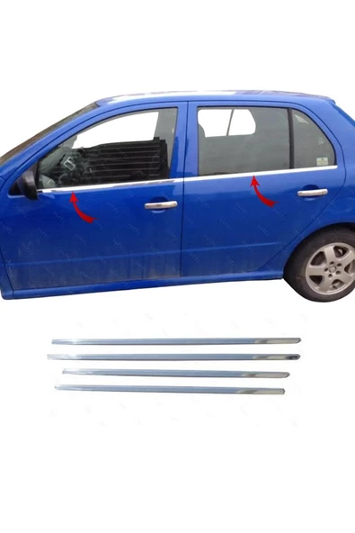 Skoda Fabia Hb Krom Cam Çıtası 4 Prç. 1999-2008 Arası Paslanmaz Çelik