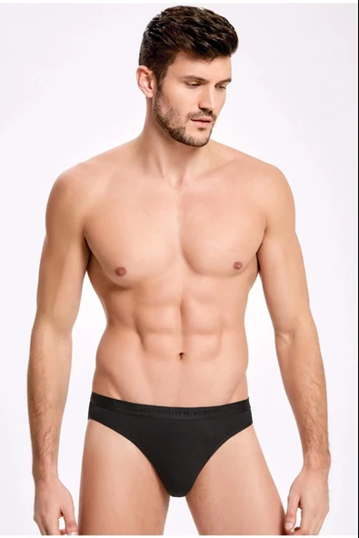 İlke Erkek Sport Likralı Slip Külot 1210 - 3 Adet  Siyah 2XL