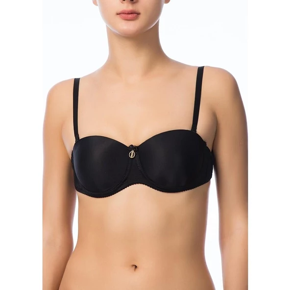 NBB Straplez Sırt Şeffaf Sütyen 3616  Siyah 80B ürün görseli 1