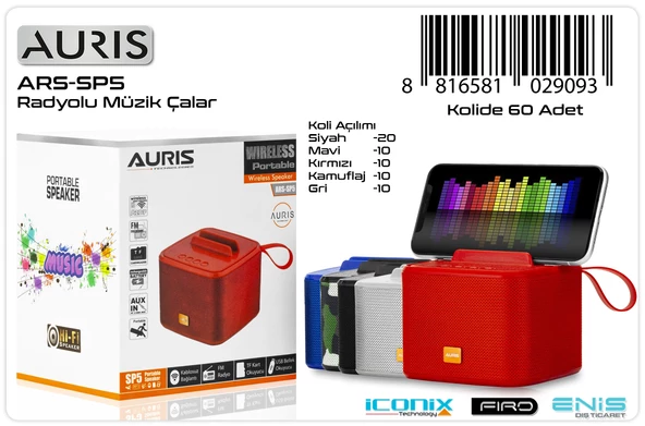 Hoparlör Bluetooth-Usb-Sd Auris ARS-SP5