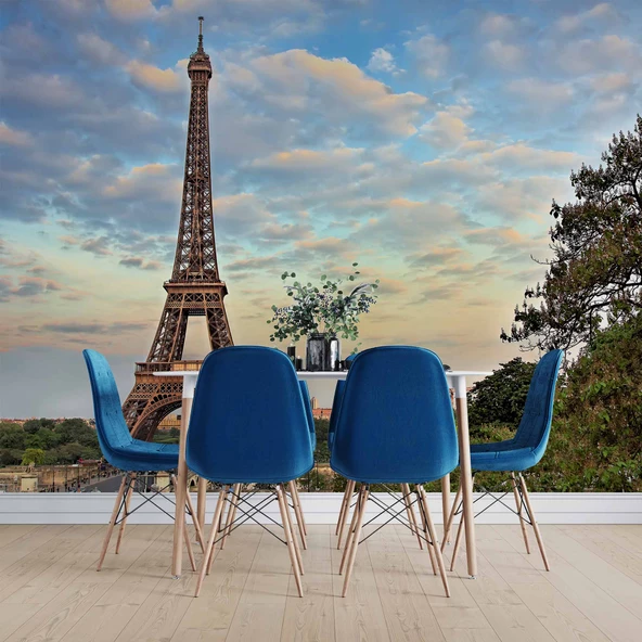 Fransa Paris Eyfel Kulesi Manzarası Duvar Kağıdı Baskı - 5