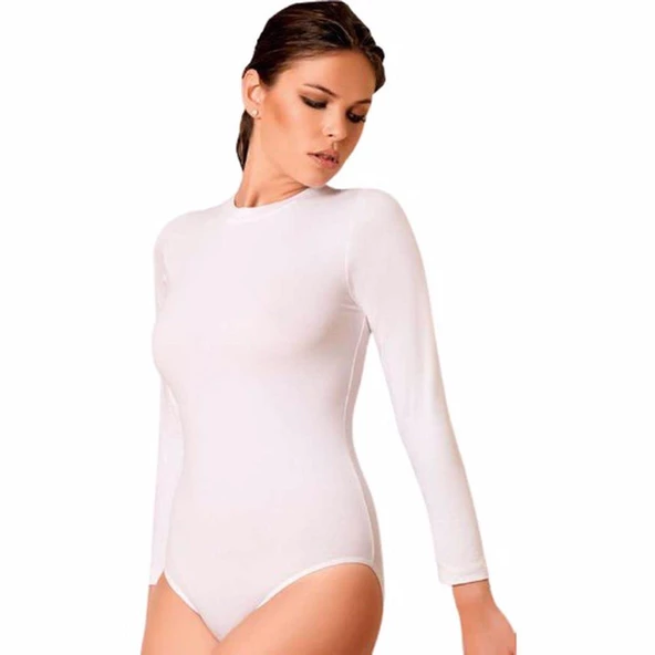 3'Lü Berrak 2106- 2107 Kadın Uzun Kol Çıtçıtlı (Kancalı) Body  Beyaz M ürün görseli 1