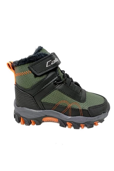 Callion 06P Deri Çocuk Sneakers Bot Haki Siyah Oranj - 3