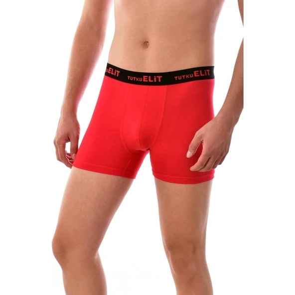6'Lı TUTKU ELİT Modal Elastan Spor Boxer  Kırmızı S