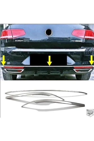 Vw Passat B8 Krom Arka Tampon Alt Çıta + Egzoz Görünümlü Difüzör 2015-2019 P.çelik - 5
