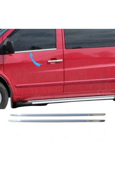 Mercedes Vito W638 Krom Cam Çıtası 2 Parça 1996-2003 Arası Paslanmaz Çelik Uyumlu