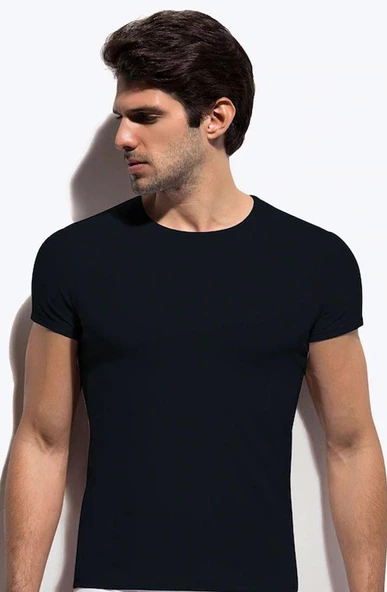 Yıldız Erkek Modal Likralı O Yaka Fanila Atlet -335-336-337  XL Siyah - Resim 5