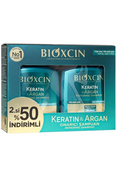 Bioxcin Keratin Ve Argan Onarıcı Şampuan 300 Ml 2 Li Avantaj Paket