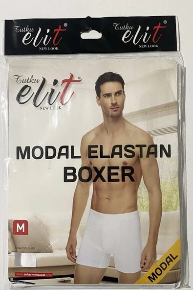 Tutku Elit Erkek Modal Likralı Boxer 1251 - 3 Adet  Beyaz S - 5