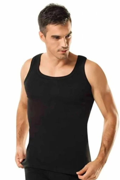 Tutku Erkek Ribana Renkli Askılı Atlet 0102 - 6 Adet  Siyah XS