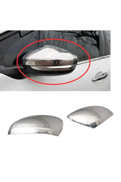 Peugeot 208 Krom Ayna Kapağı 2 Parça 2012 Ve Üzeri Paslanmaz Çelik
