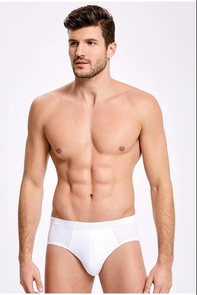 İlke Erkek Penye Slip Külot 115 - 6 Adet  Beyaz L