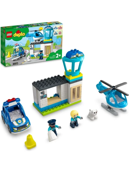 LEGO DUPLO Kurtarma Polis Merkezi ve Helikopter 10959 - 2 Yaş ve Üzeri Için Polis Arabası ve Helikopter Içeren Oyuncak Yapım Seti (40 Parça)