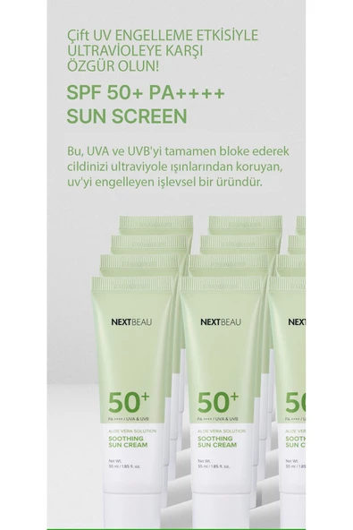 NEXTBEAU,Nextbeau Yatıştırıcı Nemlendirici Aloe Vera Soothing Güneş Kremi Spf50+ PA++++ - 5