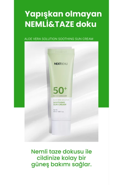 NEXTBEAU,Nextbeau Yatıştırıcı Nemlendirici Aloe Vera Soothing Güneş Kremi Spf50+ PA++++ - 6
