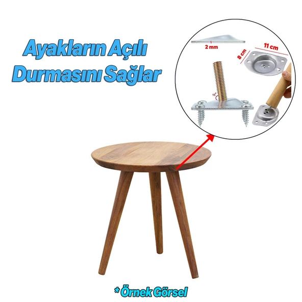 Ahşap Mobilya Ayağı 3 Adet Aparatlı 50 cm Sehpa Zigon Orta Masa Puf Tabure Tv Ünitesi Ayakları M8 - Resim 3