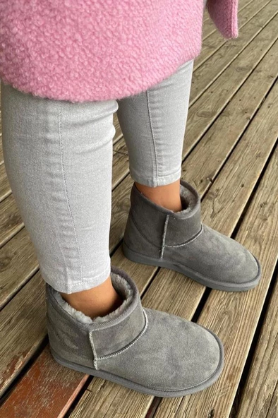 Fix 5105 Süet Kar Kış Kürklü Astar Bilek Kısa Kadın Bot - Resim 10