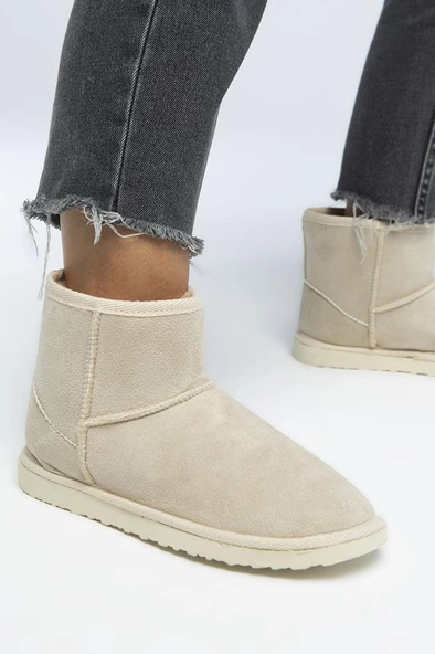 Fix 5105 Süet Kar Kış Kürklü Astar Bilek Kısa Kadın Bot - Resim 7