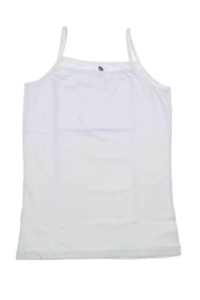 Gümüş Kadın Likralı İp Askılı Düz Biyeli Atlet 4047 - 3 Adet  Beyaz M - Resim 2