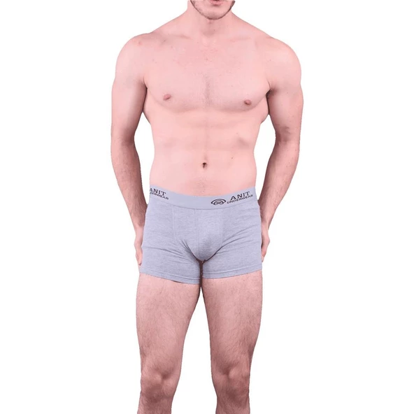 Anıt 1115 Erkek Likralı Boxer Esnek Boxer 3'Lü   Gri S