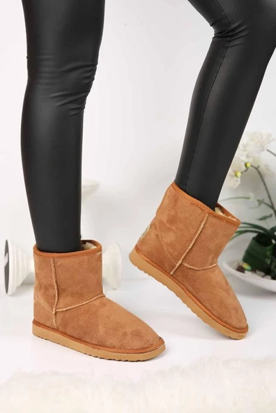 Fix 5105 Süet Kar Kış Kürklü Astar Bilek Kısa Kadın Bot - Resim 3