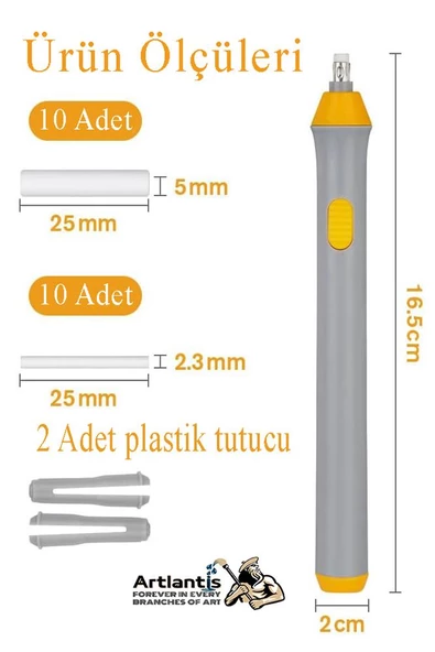 Elektronik Silgi Pilli 1 Paket Taşınabilir Otomatik Kalem Silgi Karakalem Eskiz Çizim Grafit Elektrikli - 2