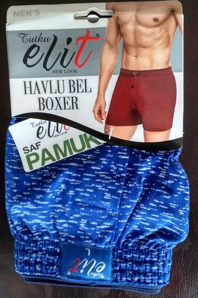 Tutku Elit Erkek Havlu Bel Desenli Boxer 1102 - 12 Adet  M Karışık Renk - Resim 3