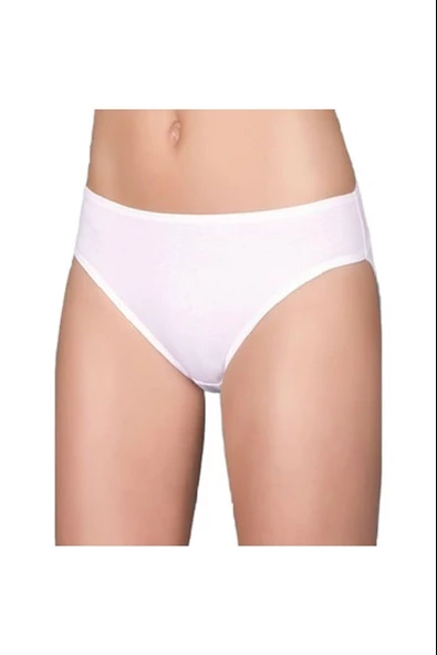 Berrak Kadın Ribana Mat Biyeli Pamuklu Bikini 2066 - 6 Adet  Beyaz L ürün görseli