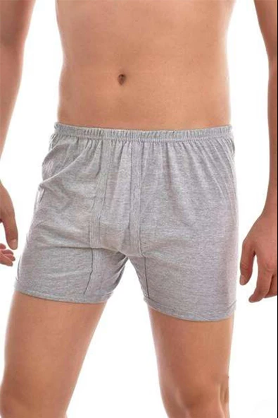 Seher Yıldızı Erkek Renkli Paçalı Boxer Don - 12 Adet  Gri 3XL
