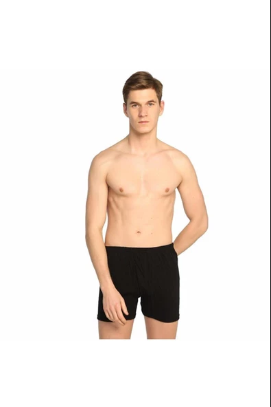 Seher Yıldızı Erkek Renkli Paçalı Boxer Don - 12 Adet  Siyah 3XL
