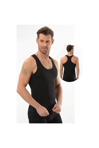 Jiber Erkek Likralı Rambo Atlet 6'lı Paket - 136  XL Siyah - Resim 8