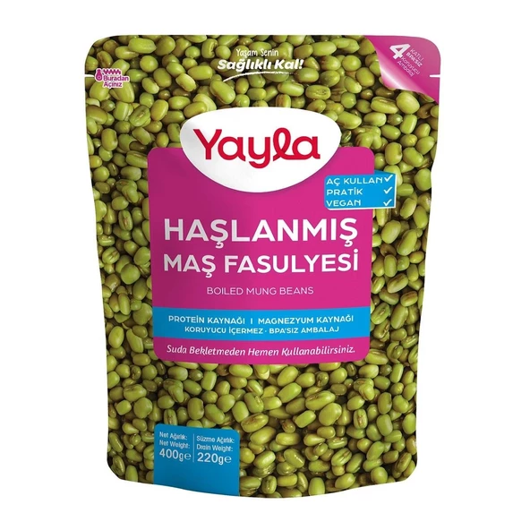 Yayla Haşlanmış Maş Fasulyesi 400 gr